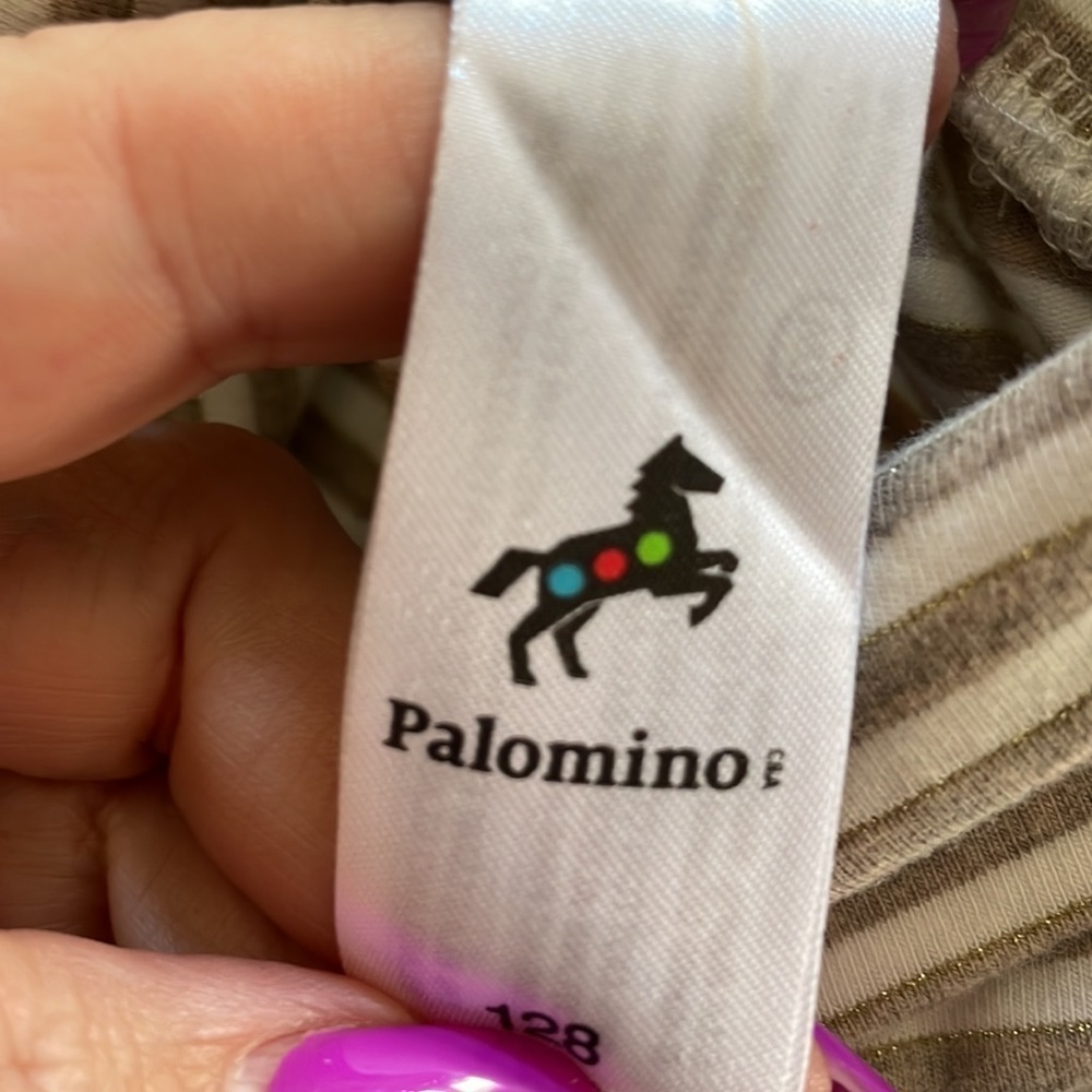 Palomino girls toddler turtleneck cotton stretch top striped lurex gold 4T - Picture 5 of 9